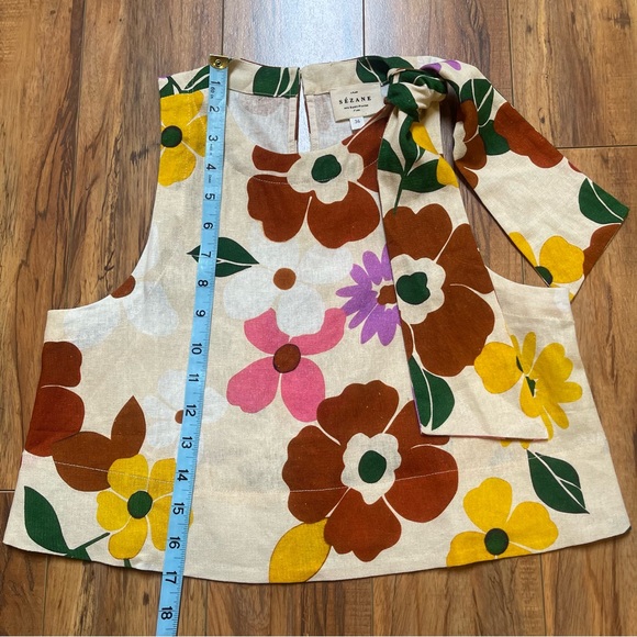 Sezane Floral Cream Top with Multicolor Blooms - Picture 11 of 14